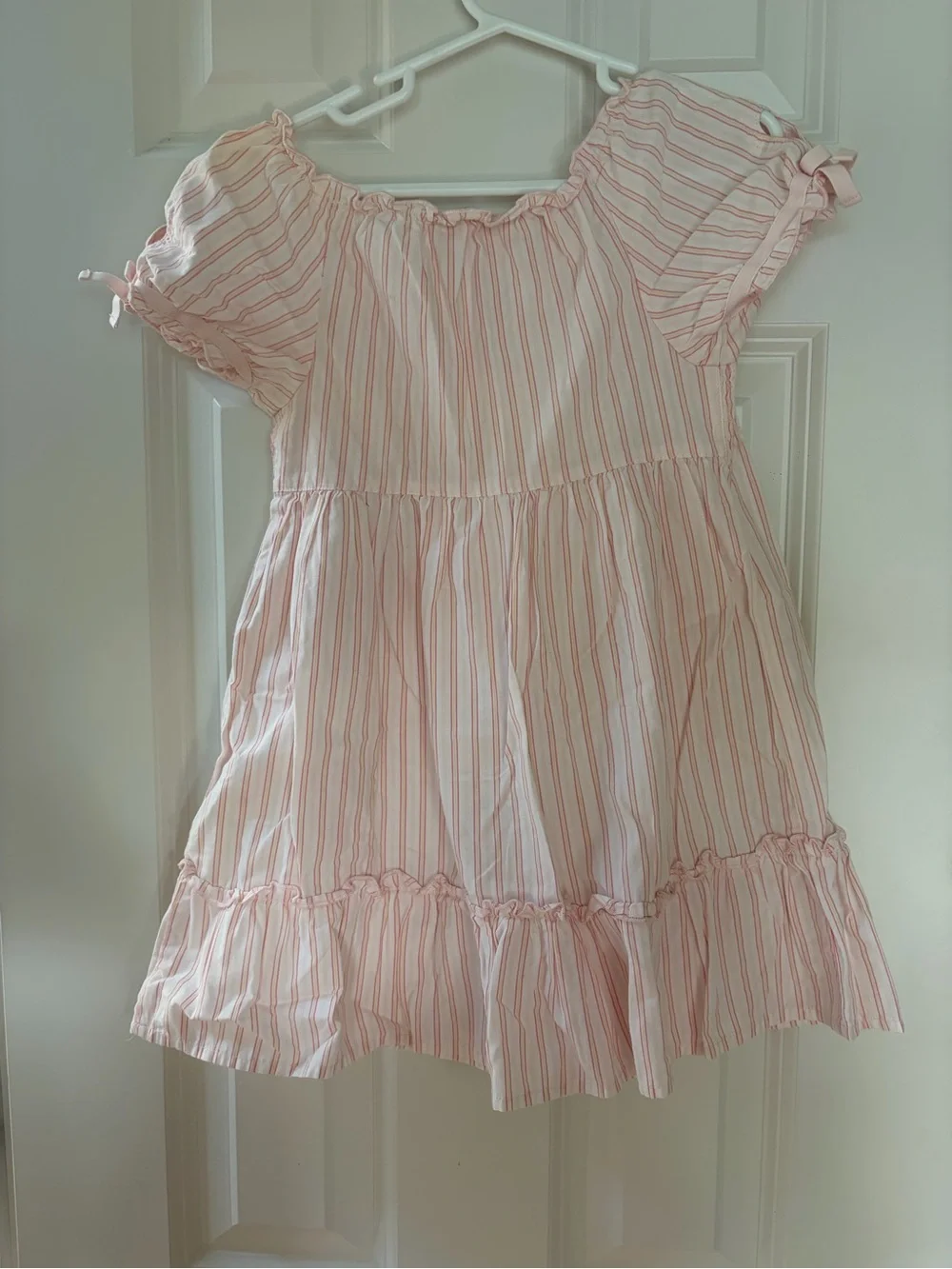Gymboree Pink & White Striped Smocked Dress Top with Heart Patch